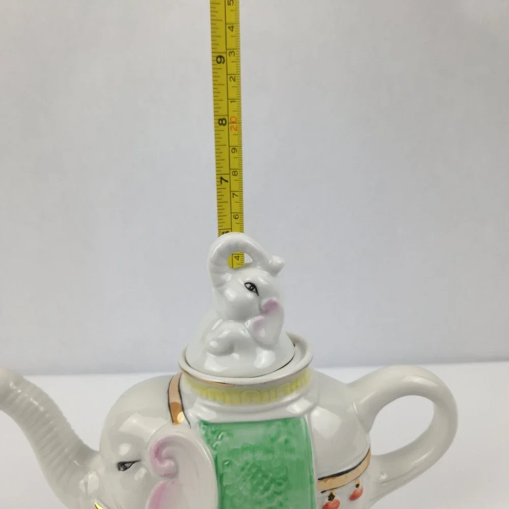 Vintage Elephant Teapot Porcelain Japan Gold Gilt Figural Tea Pot White Elephant